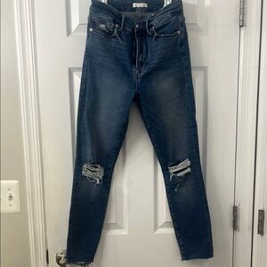 High Rise Blue Distressed Jeans